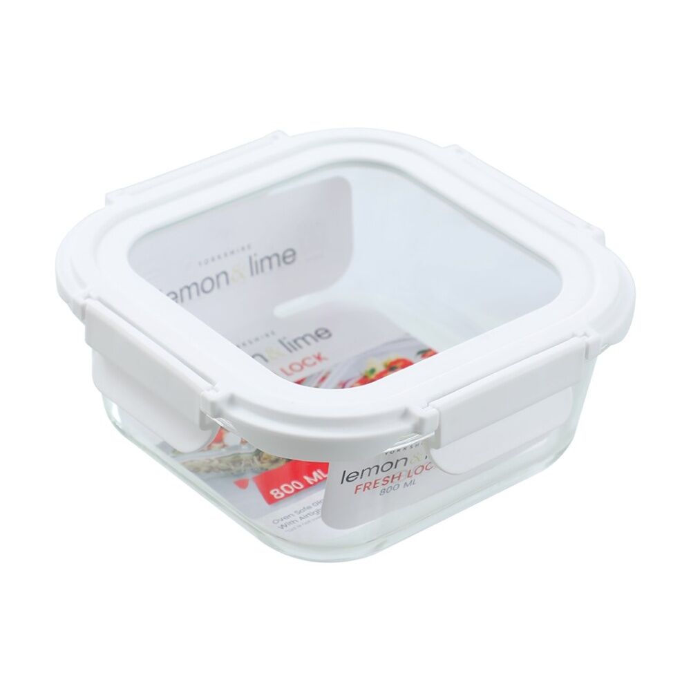 6PK Lemon and Lime Yorkshire Fresh Lock Container Square 800ml Food Safe