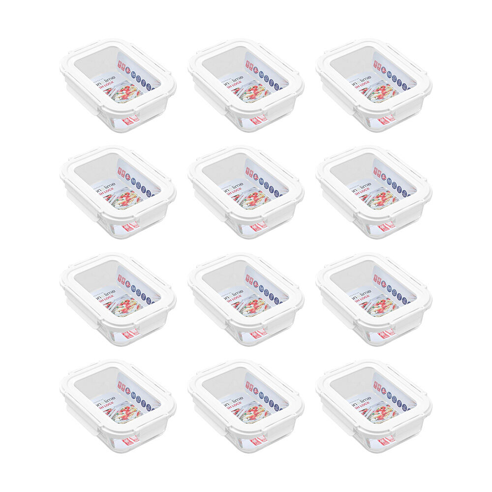 12PK Lemon & Lime Yorkshire Glass Fresh Lock Food Container 650ml