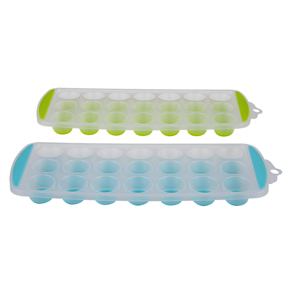 6x 2pc Appetito Easy Release 21 Cube Round Ice Tray Blue/Lime