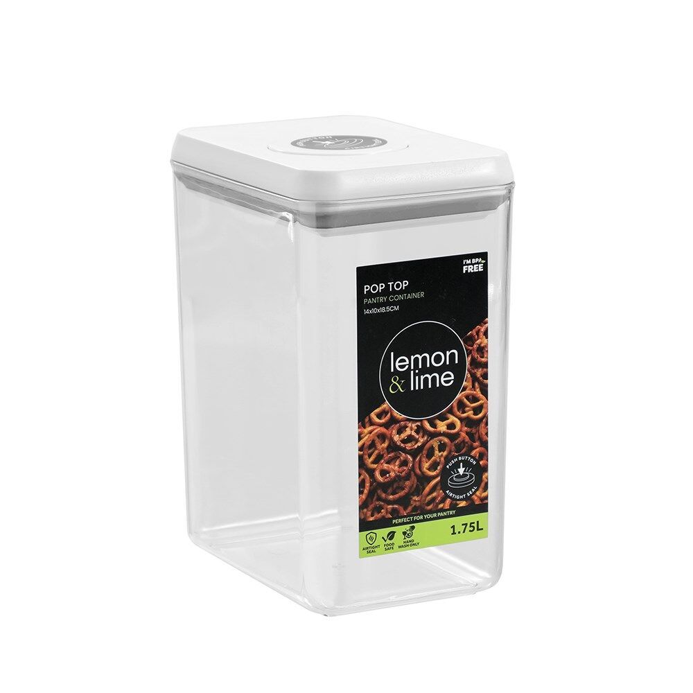 6PK Lemon & Lime Pop-Up Lid Pantry Container Rectangle 1.75L 14x10x18.5cm