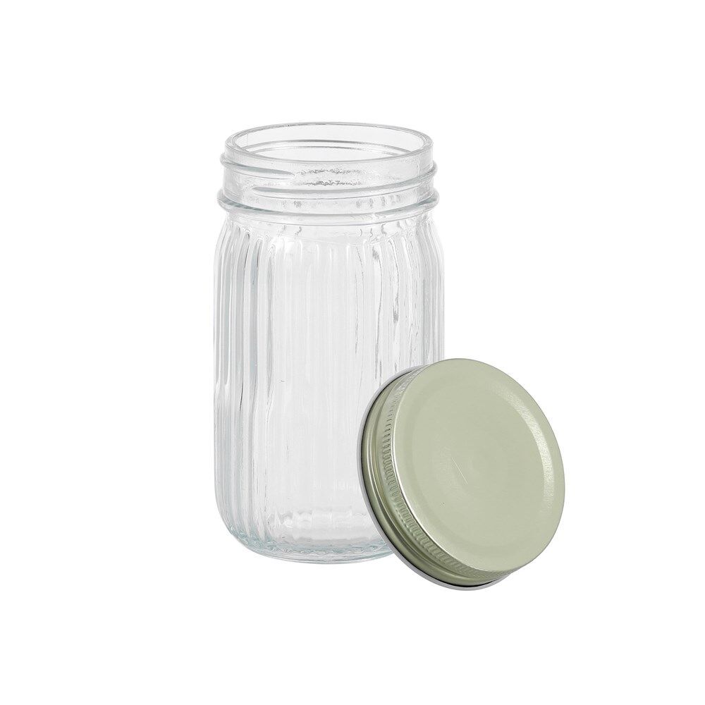 32PK Lemon & Lime Roma Ribbed Conserve Glass Jar with Lid 450ml