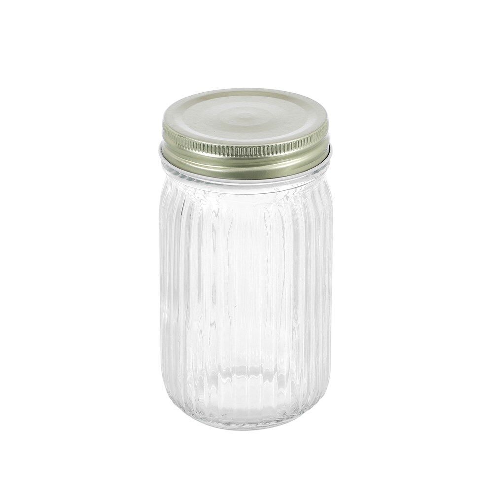 32PK Lemon & Lime Roma Ribbed Conserve Glass Jar with Lid 450ml