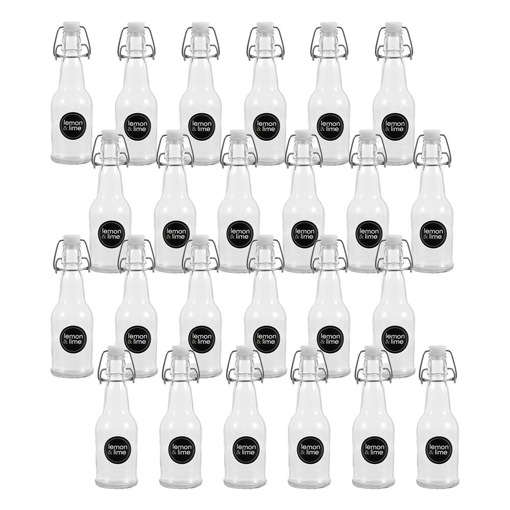 24PK Lemon & Lime Secure Glass Air-Tight Clip Lid Bottle 250ml
