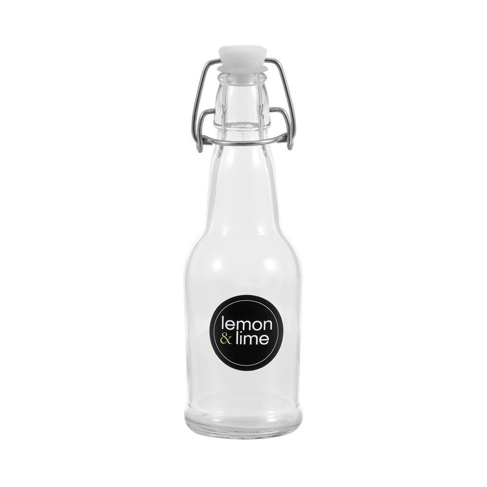 24PK Lemon & Lime Secure Glass Air-Tight Clip Lid Bottle 250ml