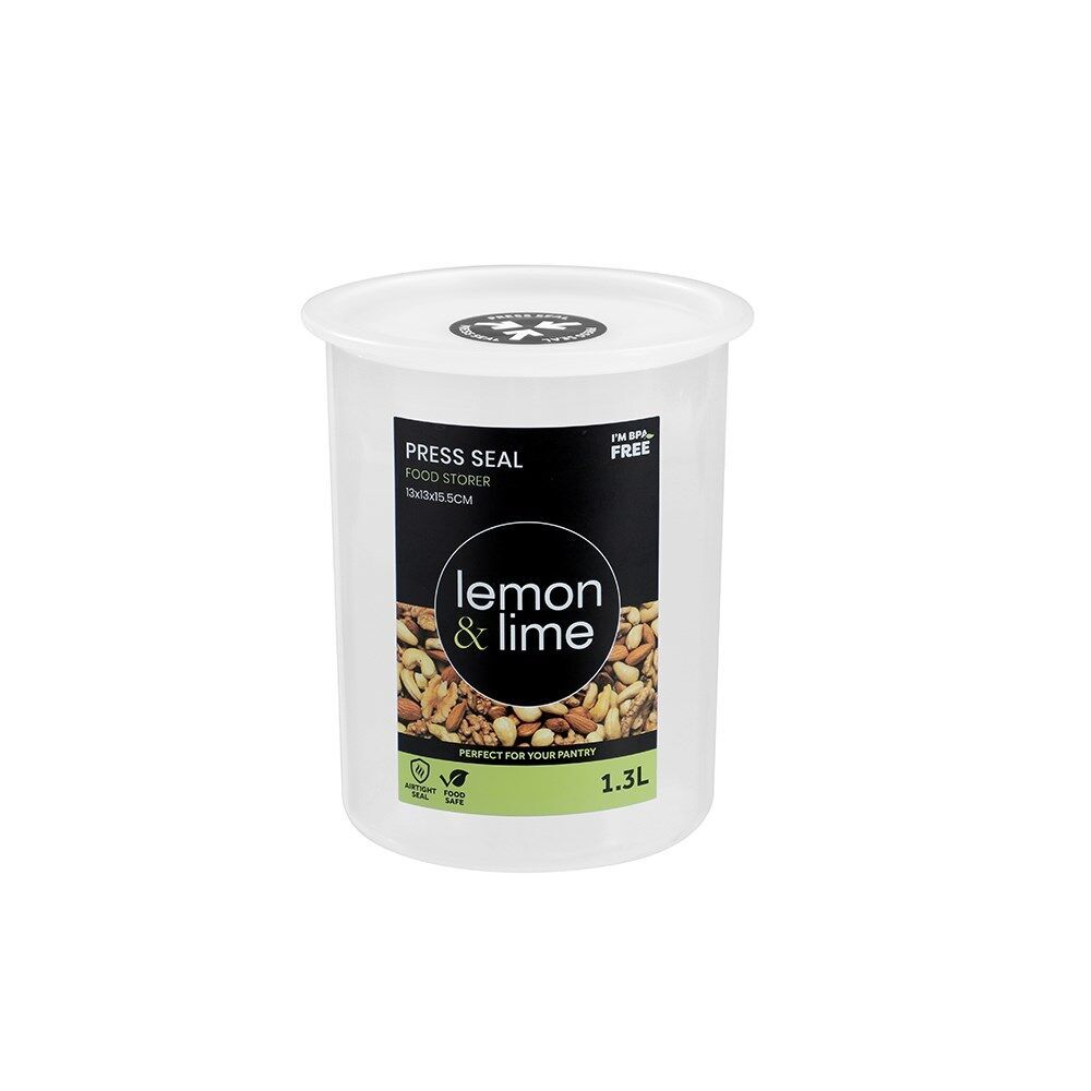 12PK Lemon & Lime Press Seal Food Storer Container 1.3L 13x13x15.5cm