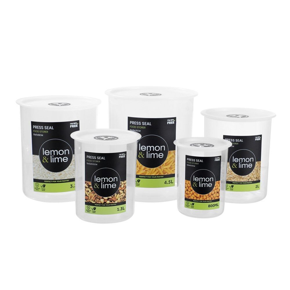12PK Lemon & Lime Press Seal Food Storer Container 4.5L 19x19x21cm