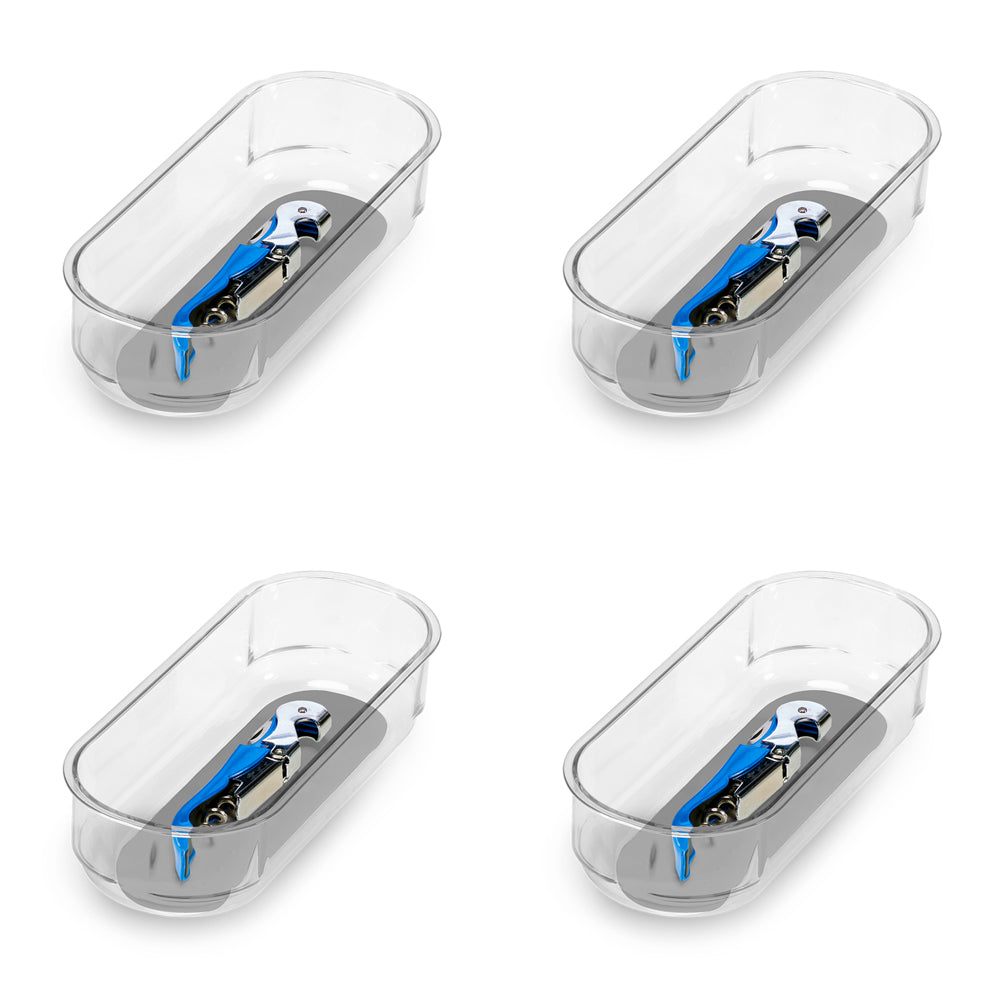 4PK Madesmart Clear Soft Grip Bin Kitchen Organiser 20x8cm