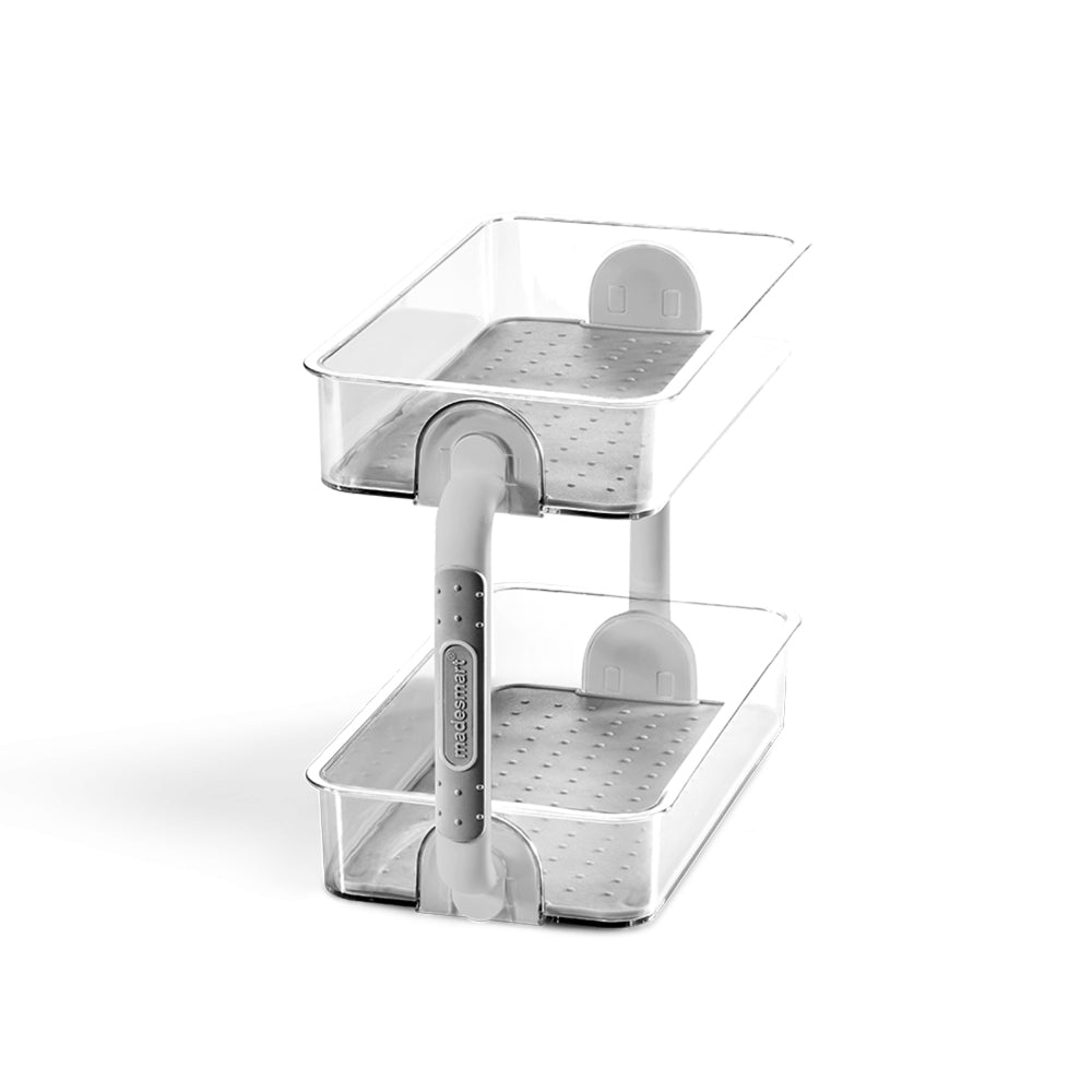 2PK Madesmart Clear 2-Tier Spice Organiser Rectangle 26x18cm Grey