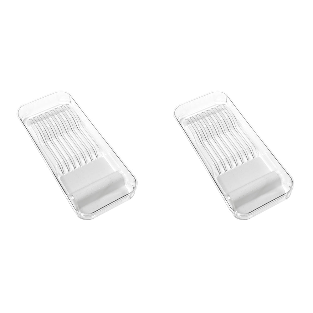 2PK Madesmart Clear Soft Grip In-Drawer Knife Organiser Grey