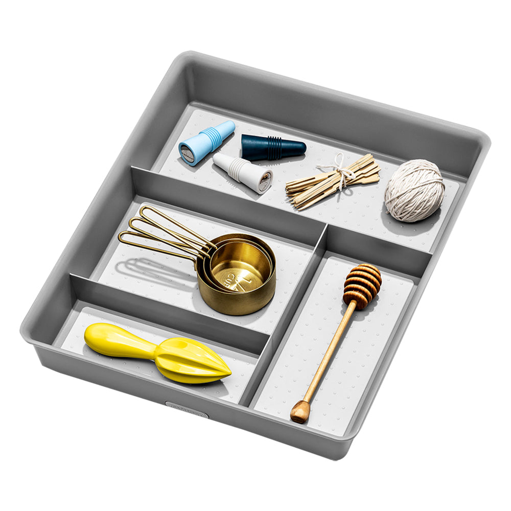 2PK Madesmart Junk Drawer Organiser Rectangle 37x30cm Soft Grey
