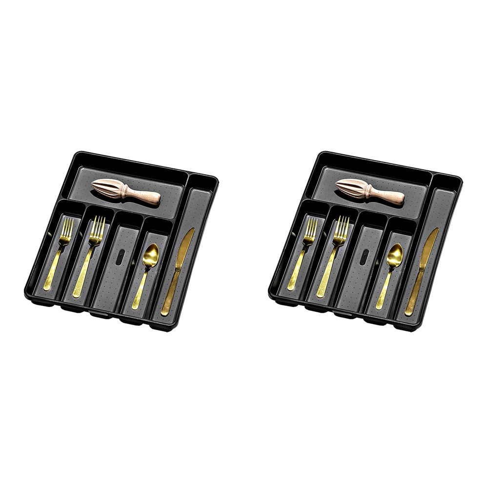 2PK Madesmart 6 Compartment Cutlery Tray Rectangle 41x33cm Carbon