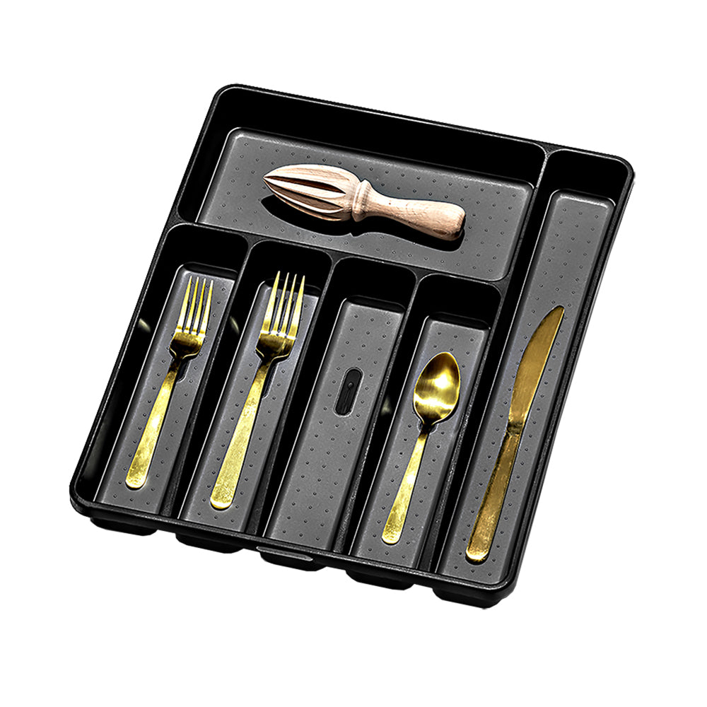 2PK Madesmart 6 Compartment Cutlery Tray Rectangle 41x33cm Carbon