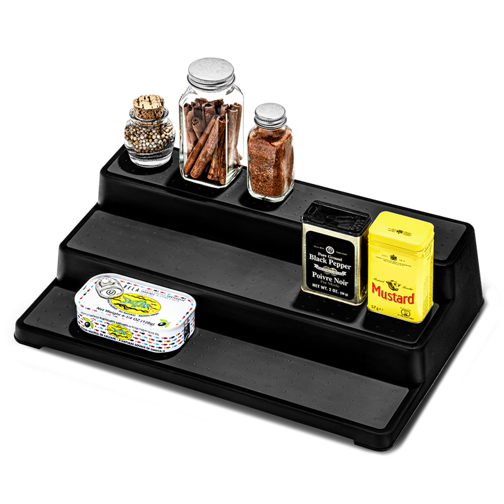 2PK Madesmart 3-Tier Shelf Organiser Rectangle 37x24cm Black