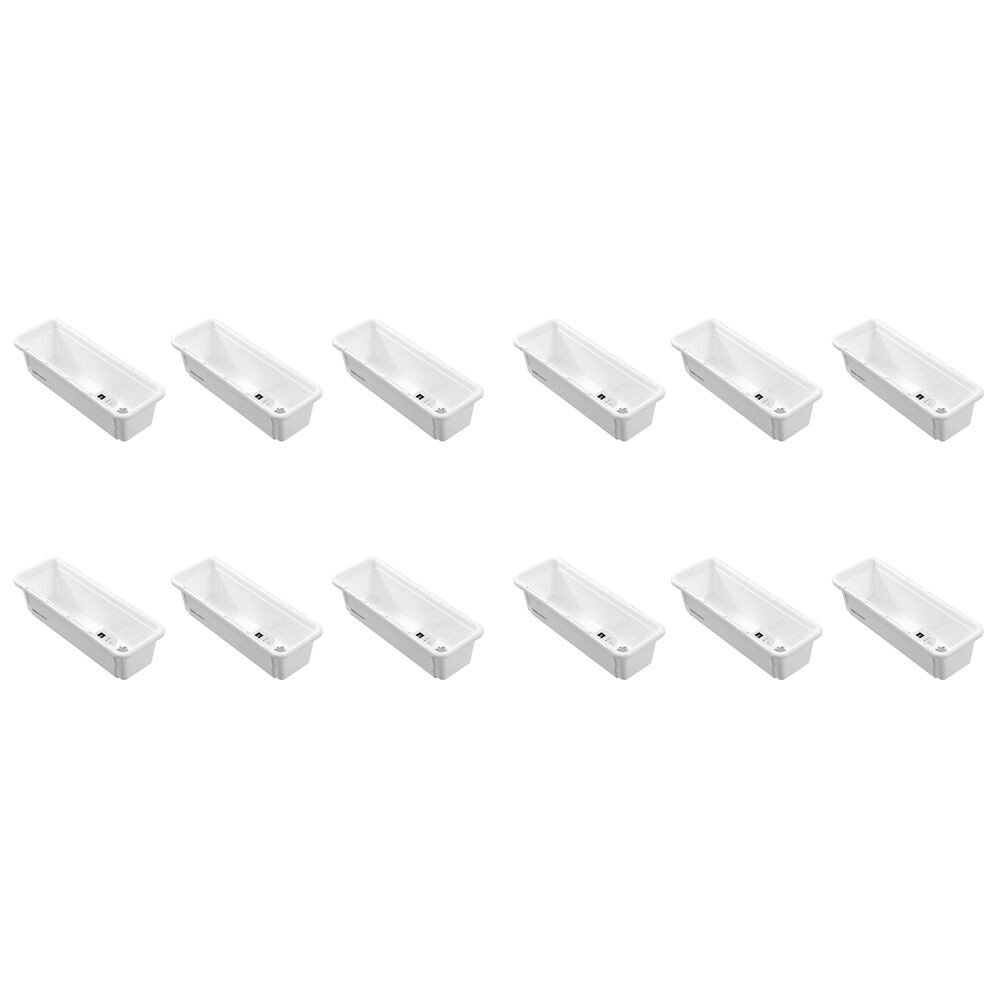 12PK Boxsweden Adjustable Drawer Tote Organiser Sleek Tray 25-38x9x7cm White