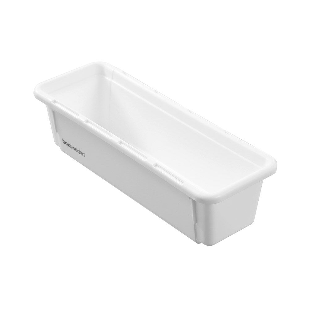 12PK Boxsweden Adjustable Drawer Tote Organiser Sleek Tray 25-38x9x7cm White