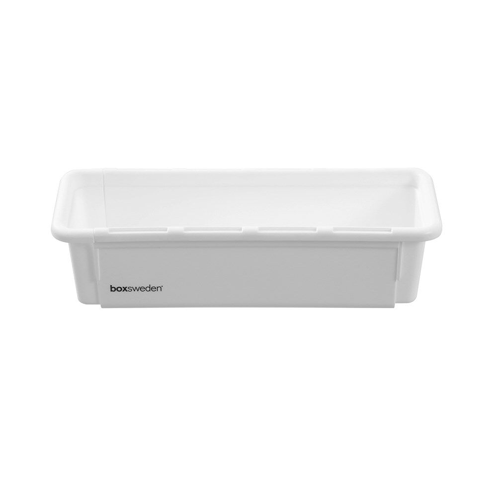 12PK Boxsweden Adjustable Drawer Tote Organiser Sleek Tray 25-38x9x7cm White