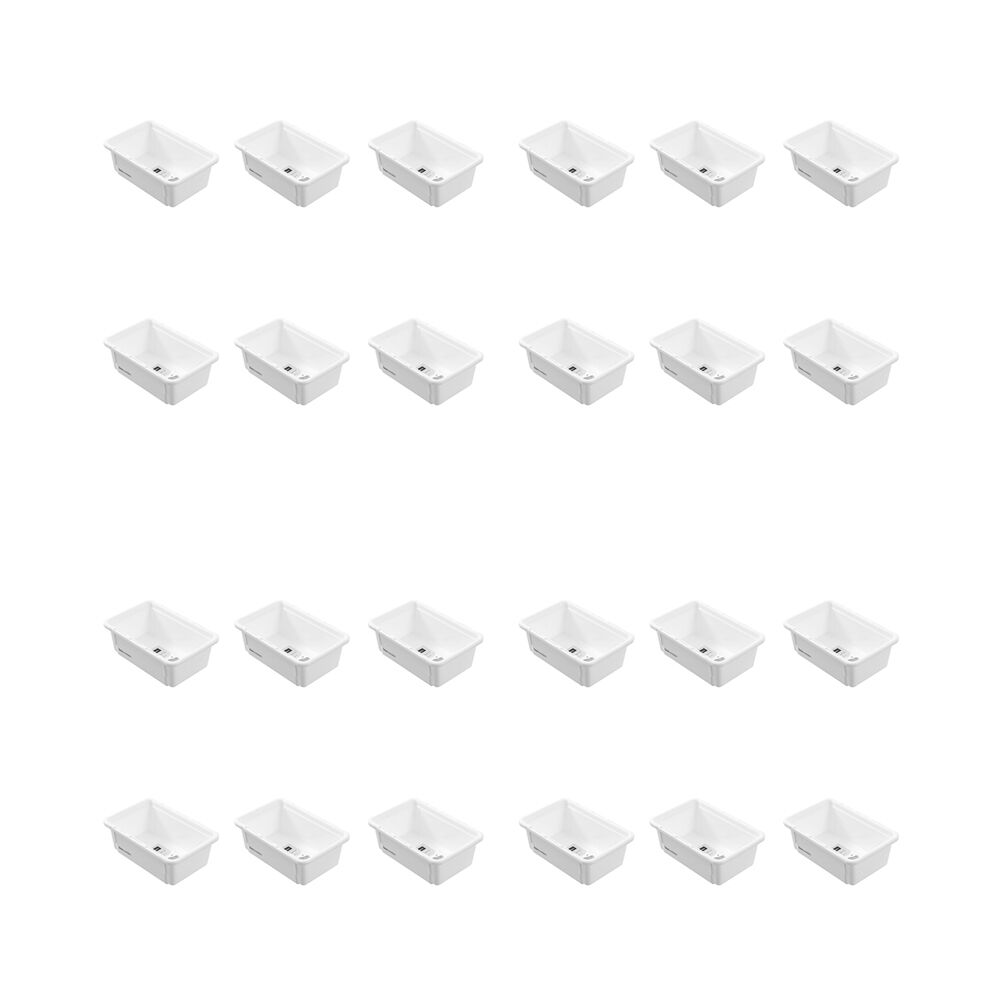 24PK Boxsweden Adjustable Drawer Tote Organiser Sleek Tray 18-29x12x7cm White