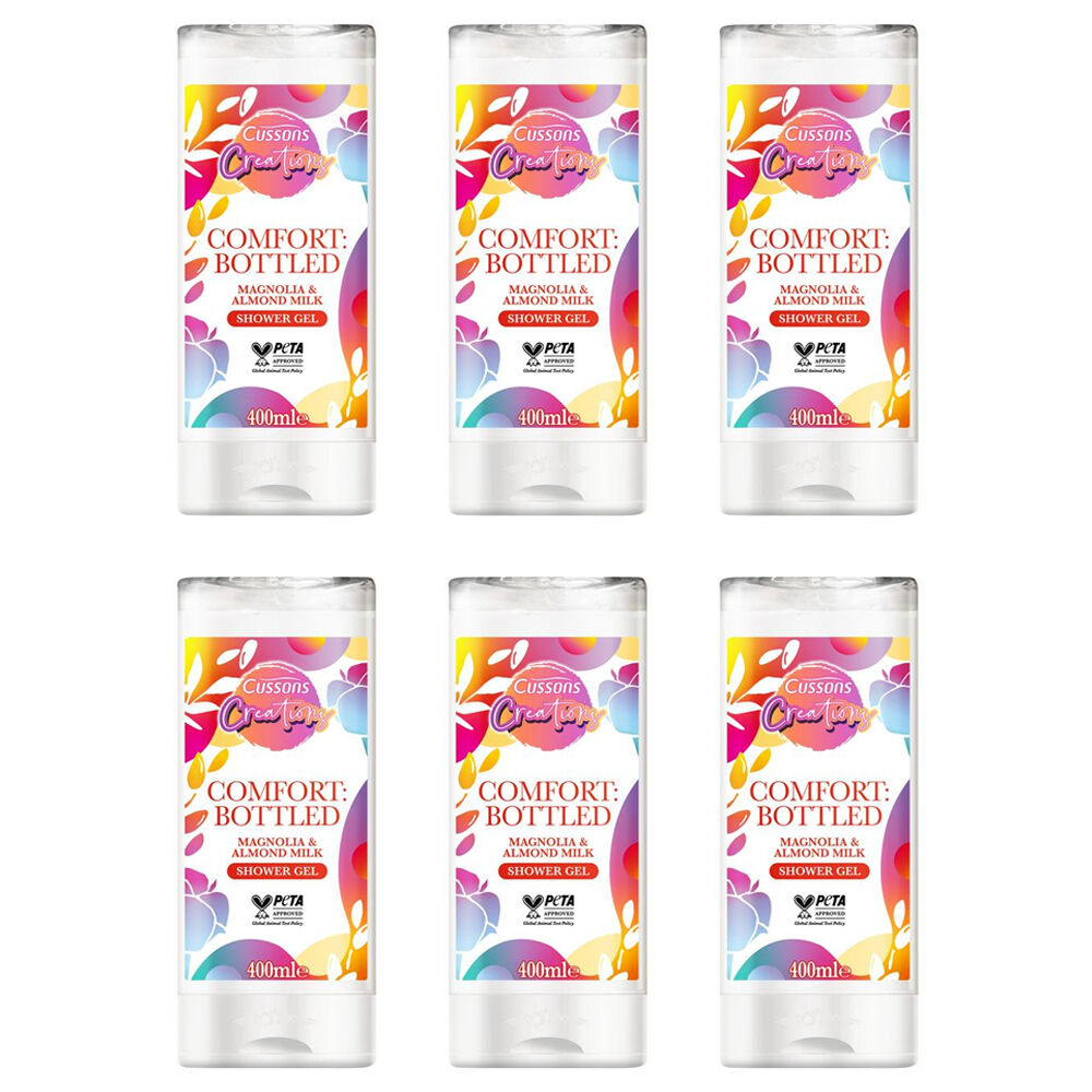 6PK Cussons Creations Shower Gel Body Wash 400ml Magnolia & Almond Milk