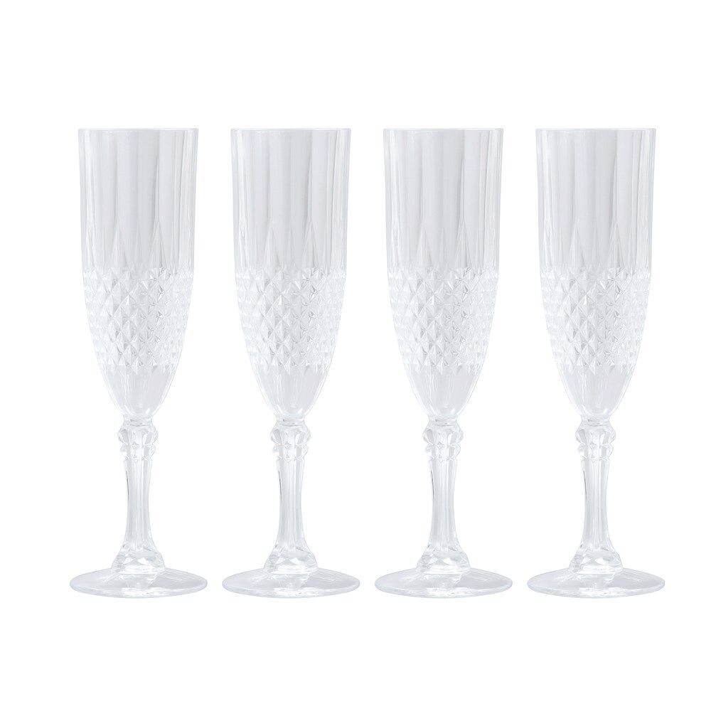 16pc Lemon & Lime Crystal Deco Plastic Reusable Champagne Flute 230ml