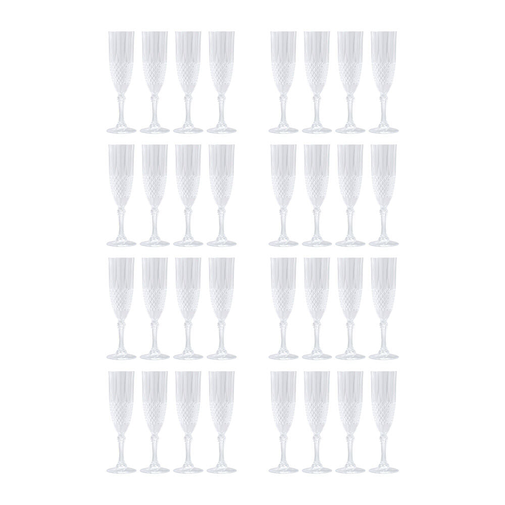 32pc Lemon & Lime Crystal Deco Plastic Reusable Champagne Flute 230ml