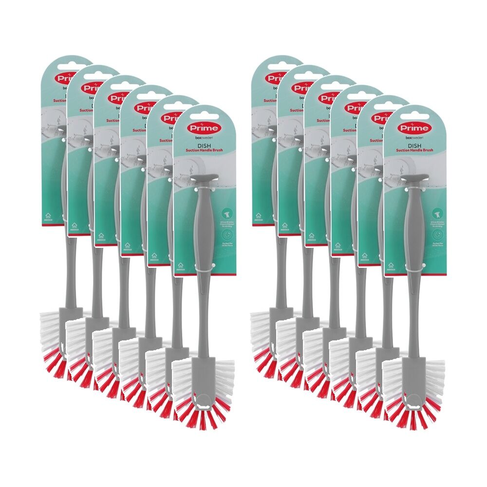 12PK Boxsweden Prime Essentials Suction Handle Dish Brush Cleaning Assorted