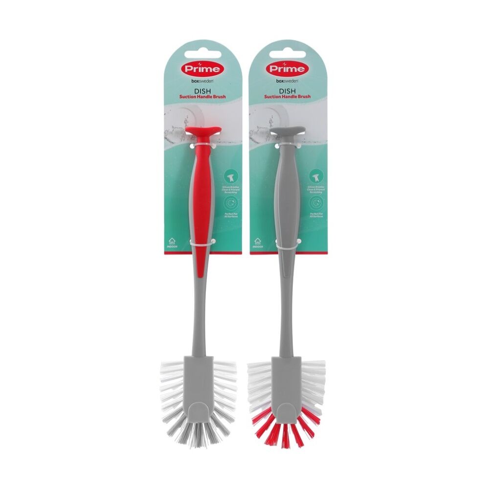12PK Boxsweden Prime Essentials Suction Handle Dish Brush Cleaning Assorted
