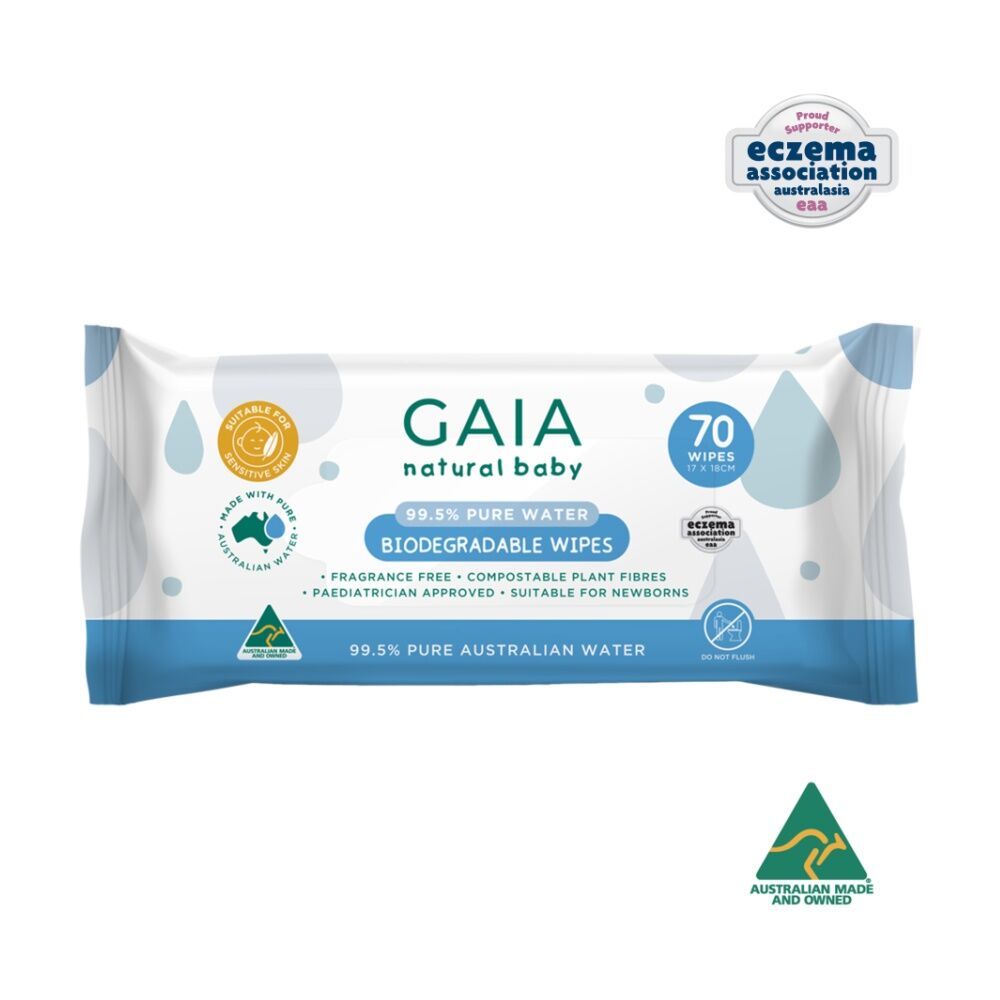 8x 70pc GAIA Natural Baby Gentle 99.5% Pure Water Wipes Eco-Friendly