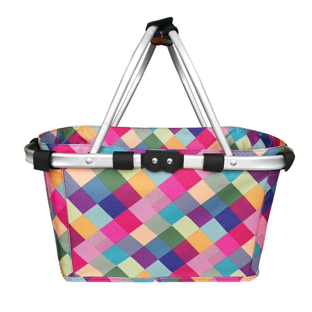Sachi Two Handle Lightweight Stylish Carry Basket 49x27x25cm Harlequin
