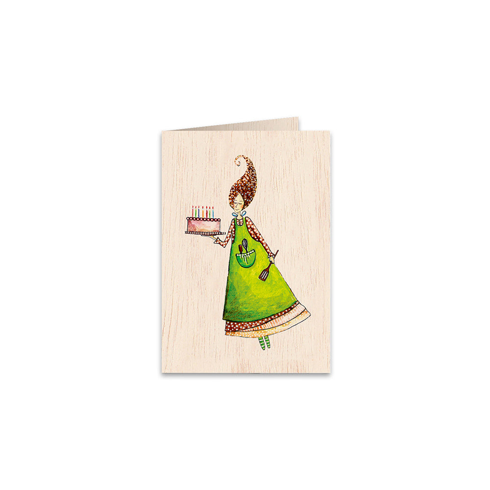 6PK Cozywood Wooden Greeting Card 11x16cm - Sweet Wishes