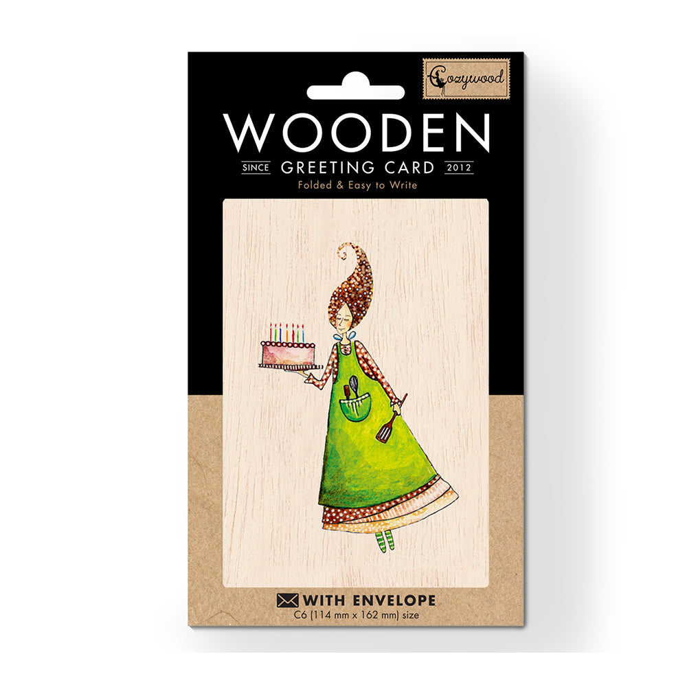 6PK Cozywood Wooden Greeting Card 11x16cm - Sweet Wishes