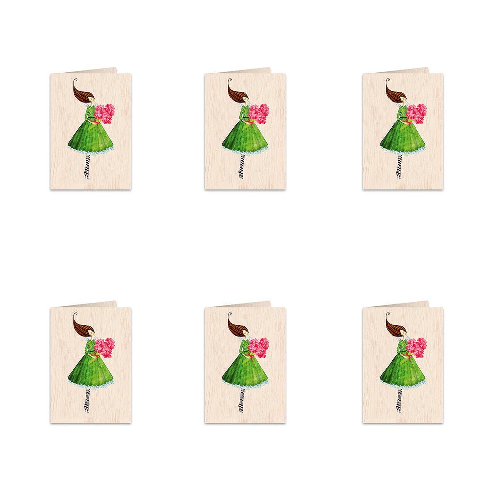 6PK Cozywood Wooden Greeting Gift Card 11x16cm - Flowers