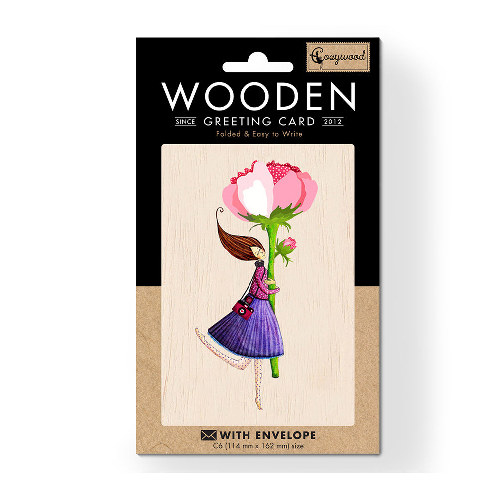 6PK Cozywood Wooden Greeting Card 11x16cm - The Hug