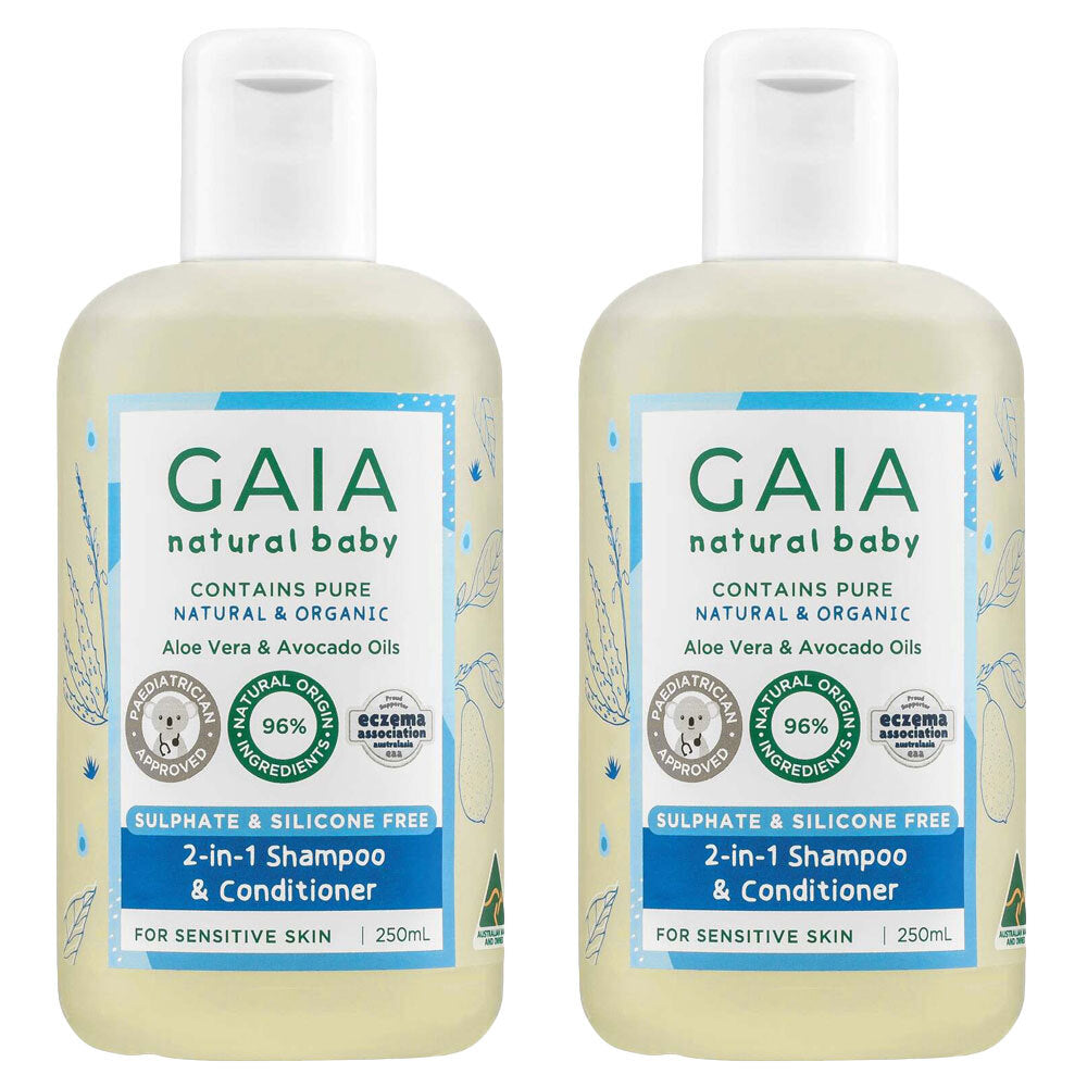 2PK Gaia Natural Baby 2-In-1 Shampoo and Conditioner 250ml