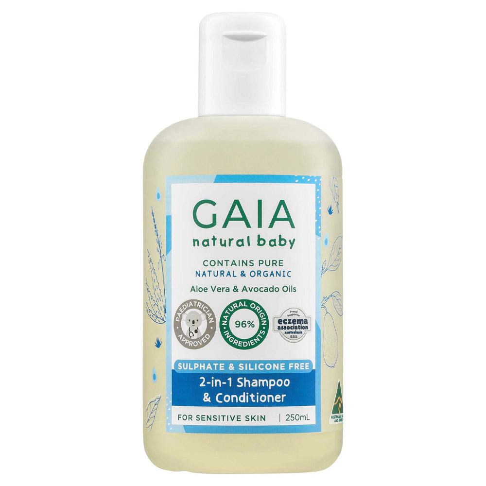 2PK Gaia Natural Baby 2-In-1 Shampoo and Conditioner 250ml