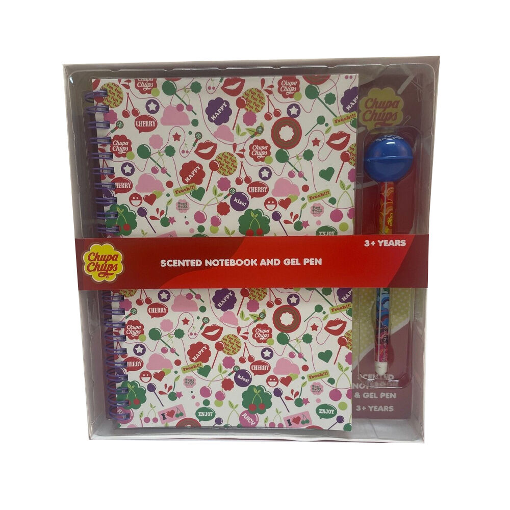 2PK Chupa Chups Candy Scented Notebook & Pen Kids Writing Set