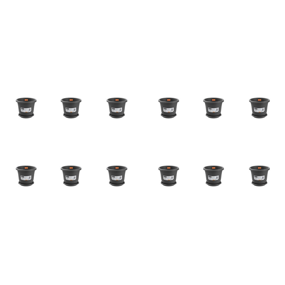 12PK Boxsweden Plastic Planter Pot 24cm w/ Saucer 24.5x24.5x20.5cm Assorted