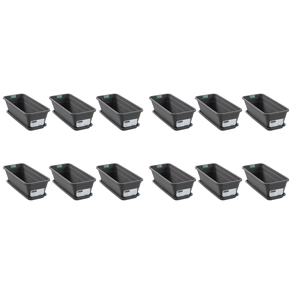 12PK Boxsweden Classic Plastic Planter Rect 44cm w/ Saucer 44x18.5x13.5cm Assorted