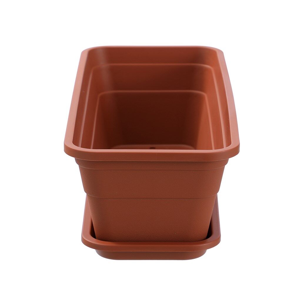 12PK Boxsweden Classic Plastic Planter Rect 44cm w/ Saucer 44x18.5x13.5cm Assorted