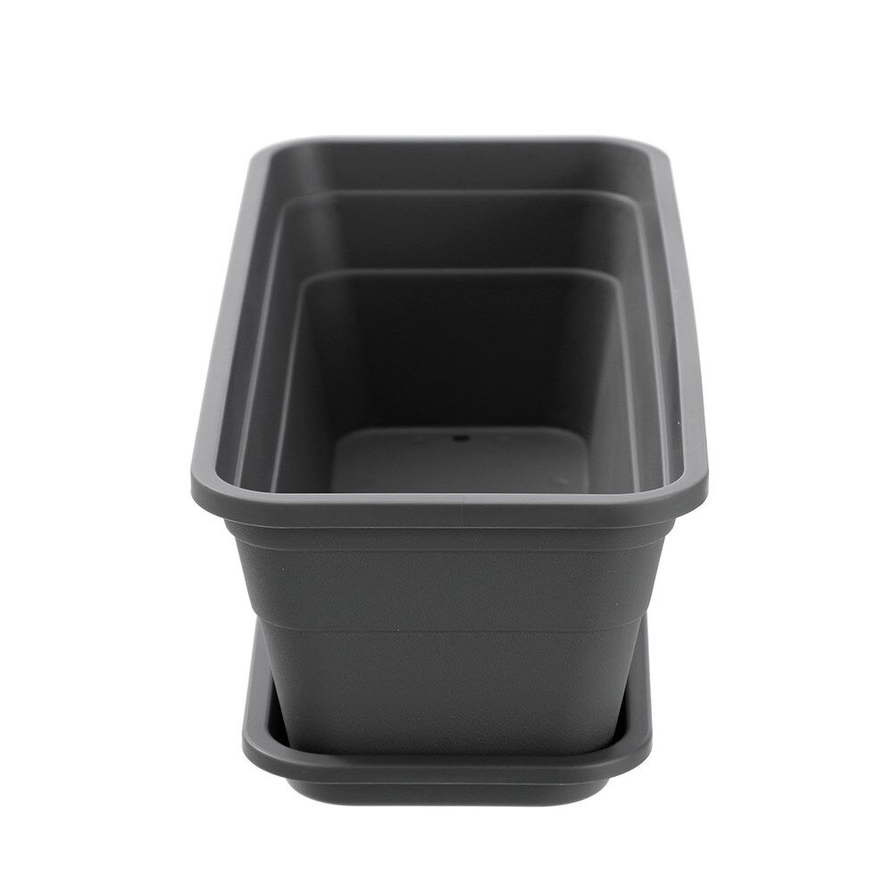 12PK Boxsweden Classic Plastic Planter Rect 44cm w/ Saucer 44x18.5x13.5cm Assorted