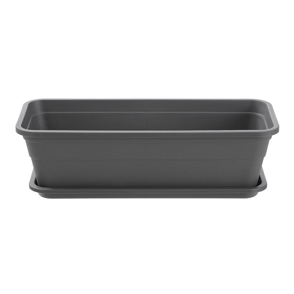 12PK Boxsweden Classic Plastic Planter Rect 44cm w/ Saucer 44x18.5x13.5cm Assorted