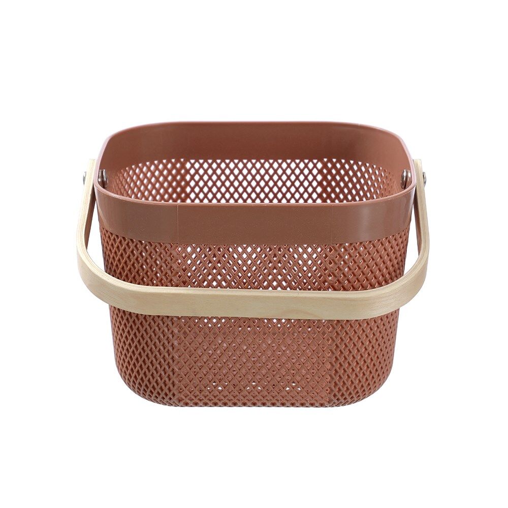 12PK Boxsweden Mesh Plastic Basket Wood Handle Small 20x20x15cm Assorted