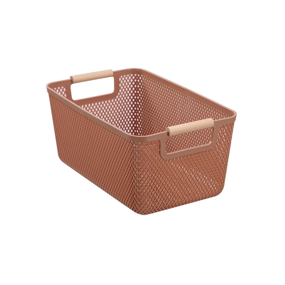 12PK Boxsweden Mesh Plastic Basket Wood Handle Medium 31x20x14cm Assorted