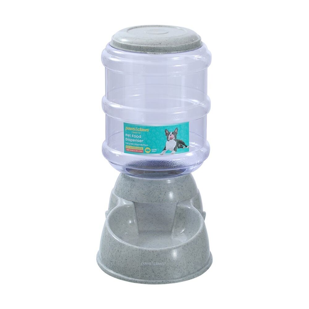 2PK Paws and Claws Barrel Pet Food Dispenser 3.8L 32x17.5x31cm Easy To Refill