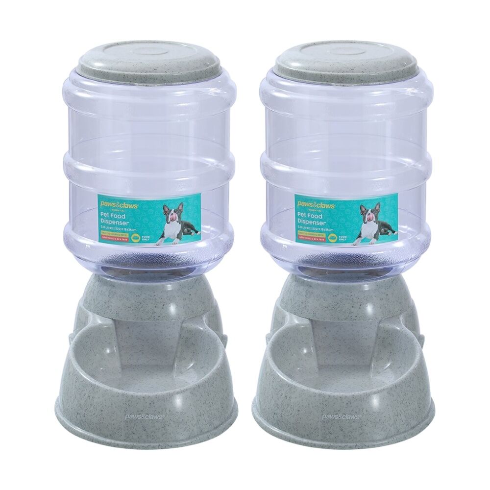2PK Paws and Claws Barrel Pet Food Dispenser 3.8L 32x17.5x31cm Easy To Refill