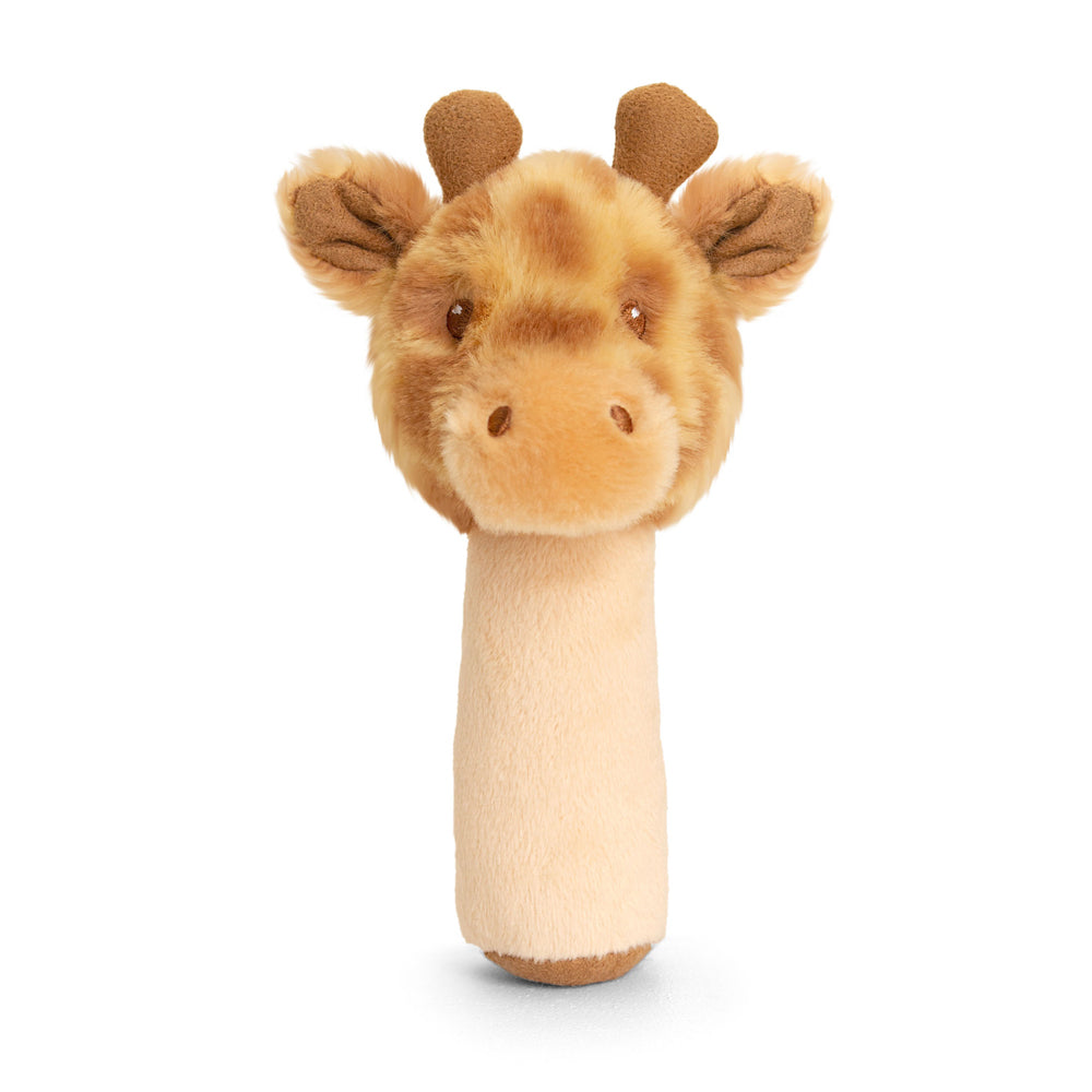 2PK Keeleco Baby Giraffe Stick Rattle Plush Toy 14cm - Brown 3+