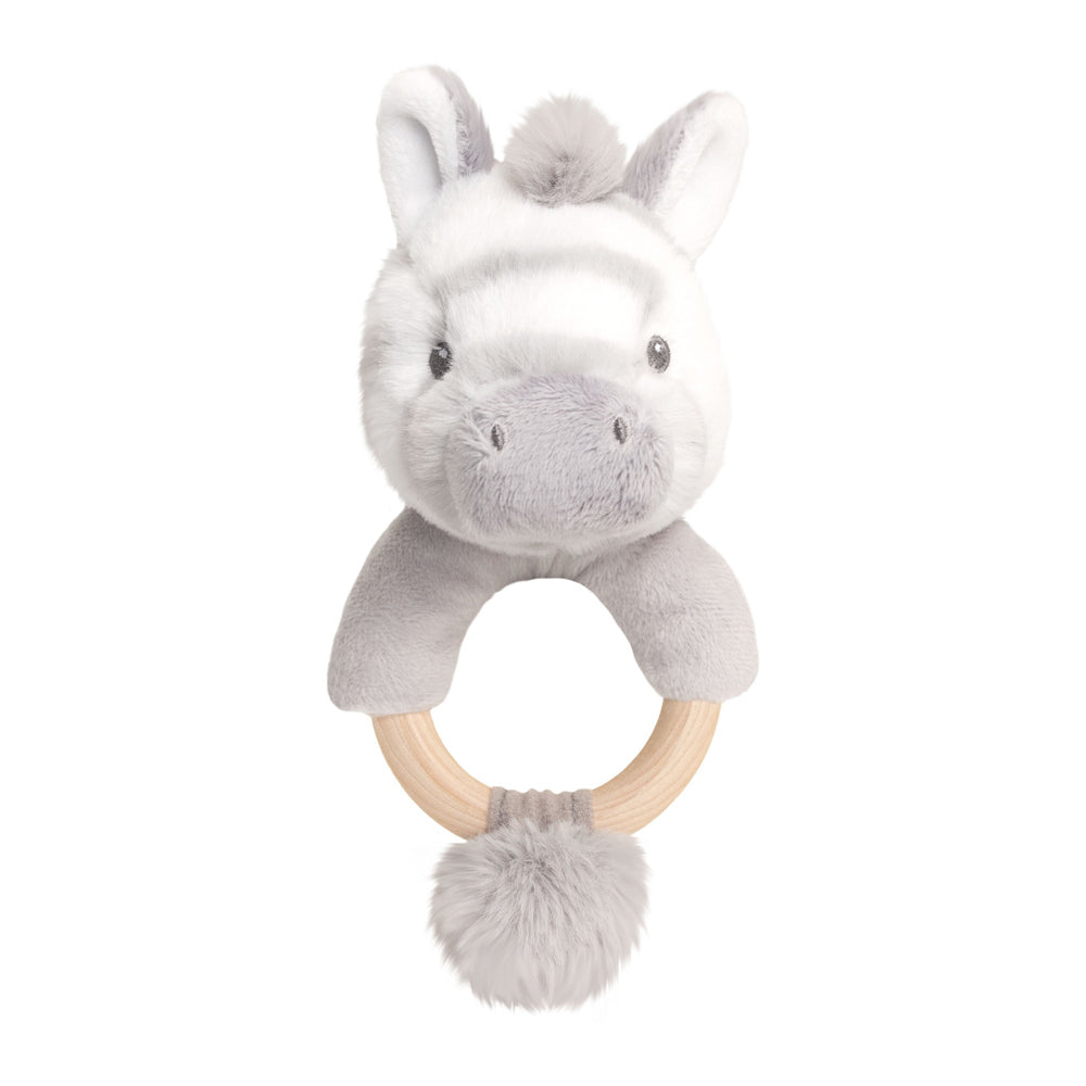 2PK Keeleco Baby Zebra RingRattle Plush Toy 14cm - Grey 3+