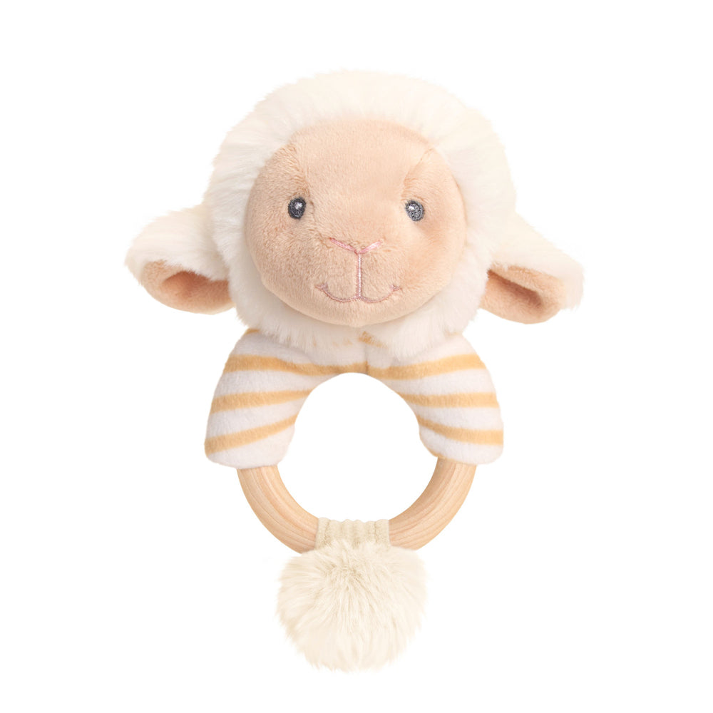 2PK Keeleco Baby Lamb RingRattle Plush Toy 14cm - Beige 3+