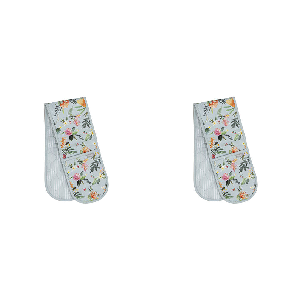 2PK Ladelle Esperance 100% Cotton Double Oven Mitt Heat-Resistant Glove Pot Holder