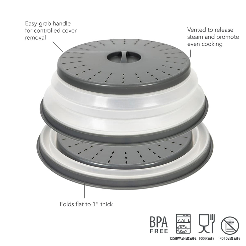 2PK Tovolo Microwave Collapsible Food Cover Round - Charcoal