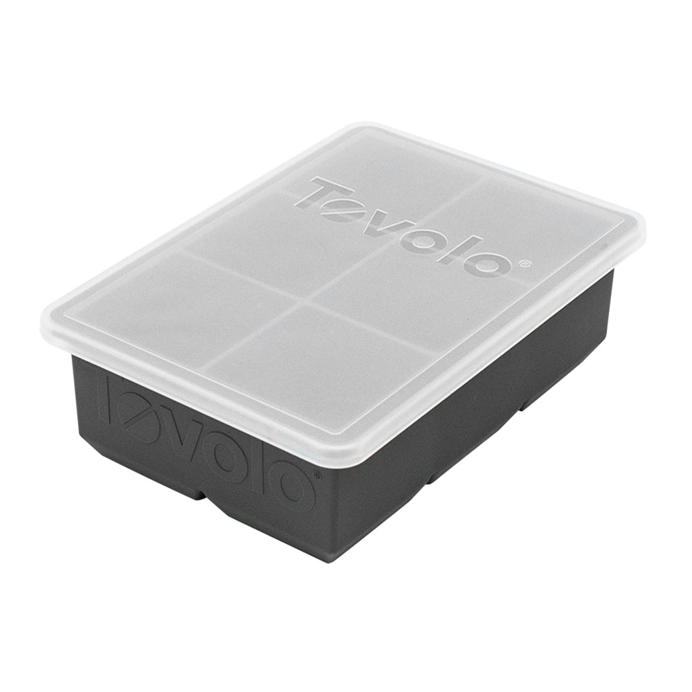 2PK Tovolo Silicone King Cube Ice Tray w/ Lid - Charcoal